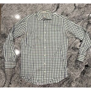 Peter‎ Millar Checkered Purple White Green Dress Button Down Shirt Men's Medium